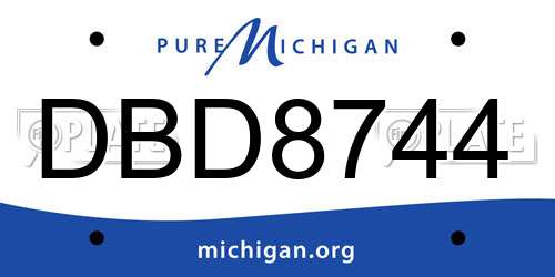 DBD8744 Michigan License Plate