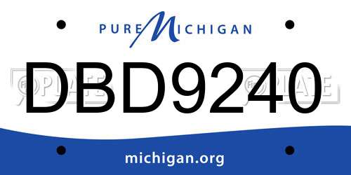 DBD9240 Michigan License Plate