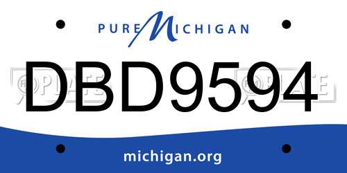 DBD9594 Michigan License Plate
