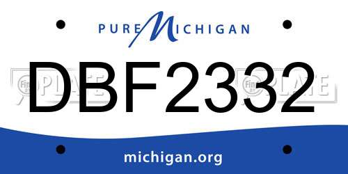 DBF2332 Michigan License Plate