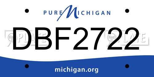 DBF2722 Michigan License Plate