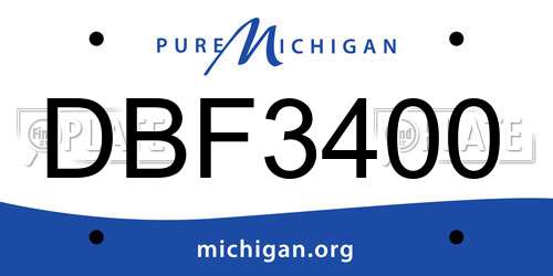 DBF3400 Michigan License Plate