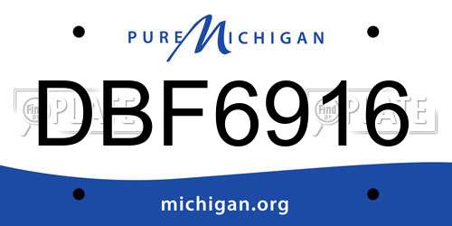 DBF6916 Michigan License Plate
