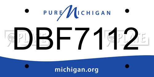 DBF7112 Michigan License Plate