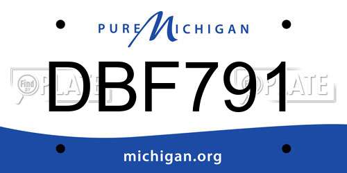 DBF791 Michigan License Plate