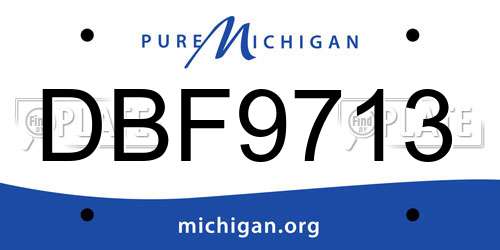 DBF9713 Michigan License Plate