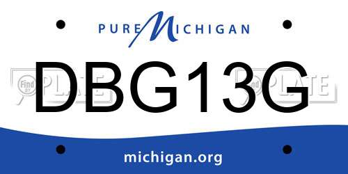 DBG13G Michigan License Plate