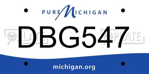 DBG547 Michigan License Plate