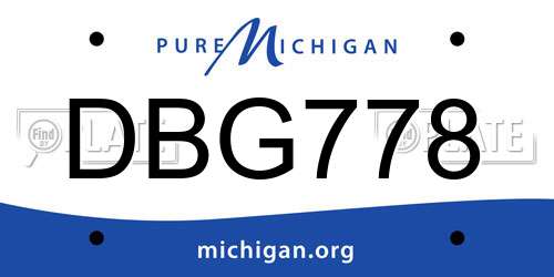 DBG778 Michigan License Plate