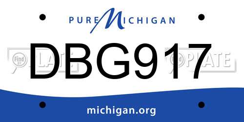 DBG917 Michigan License Plate