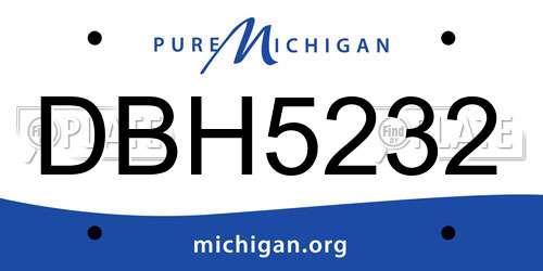 DBH5232 Michigan License Plate