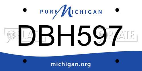 DBH597 Michigan License Plate