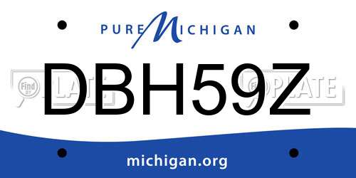 DBH59Z Michigan License Plate