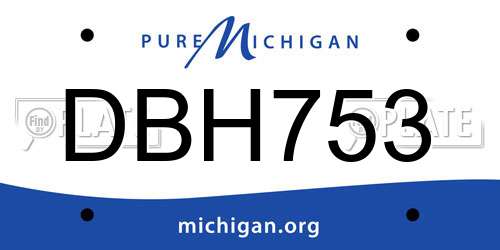 DBH753 Michigan License Plate