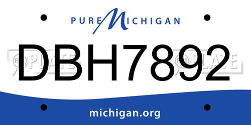 DBH7892 Michigan License Plate