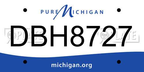 DBH8727 Michigan License Plate