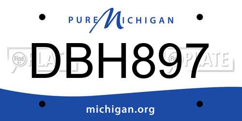 DBH897 Michigan License Plate