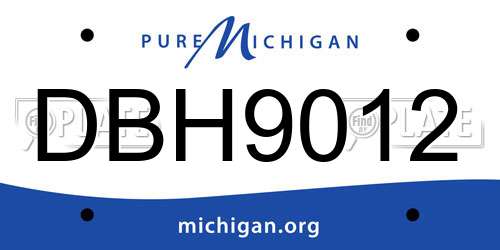 DBH9012 Michigan License Plate