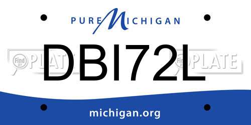 DBI72L Michigan License Plate