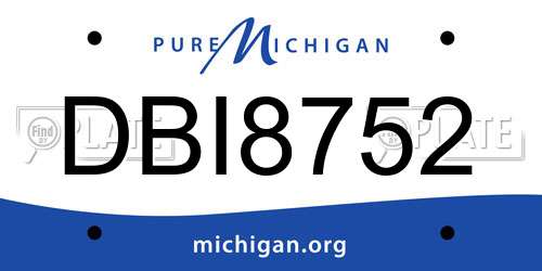 DBI8752 Michigan License Plate