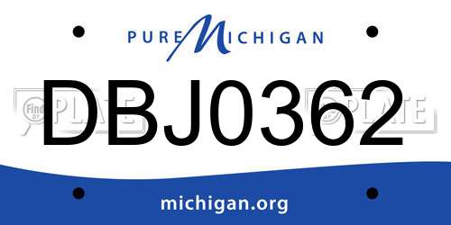 DBJ0362 Michigan License Plate