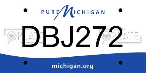 DBJ272 Michigan License Plate