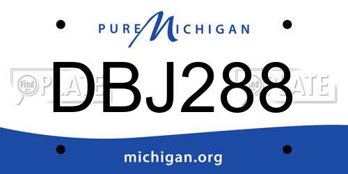 DBJ288 Michigan License Plate