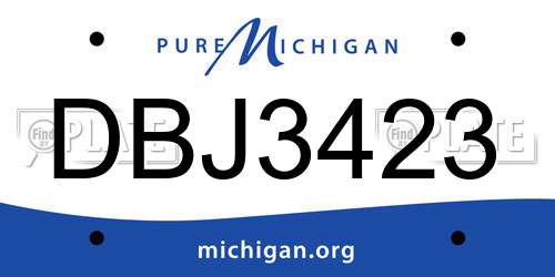 DBJ3423 Michigan License Plate