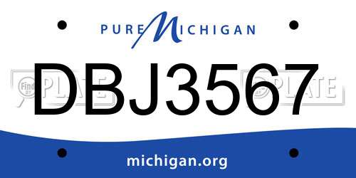 DBJ3567 Michigan License Plate
