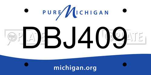 DBJ409 Michigan License Plate