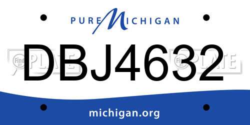 DBJ4632 Michigan License Plate