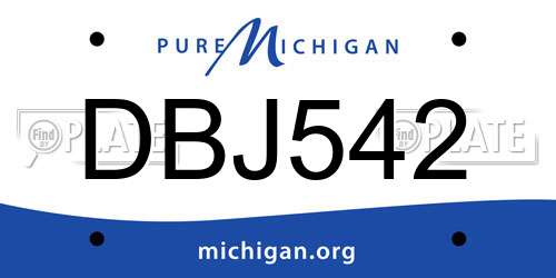 DBJ542 Michigan License Plate