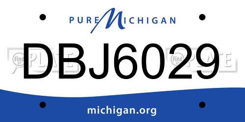 DBJ6029 Michigan License Plate