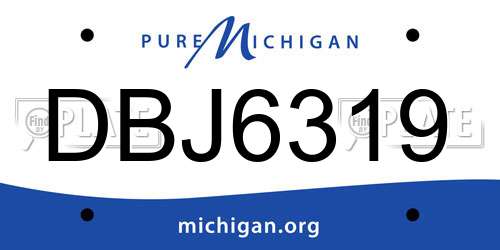 DBJ6319 Michigan License Plate