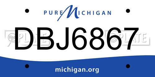 DBJ6867 Michigan License Plate