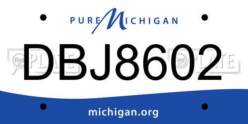 DBJ8602 Michigan License Plate