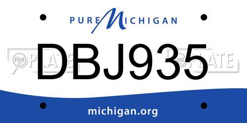 DBJ935 Michigan License Plate