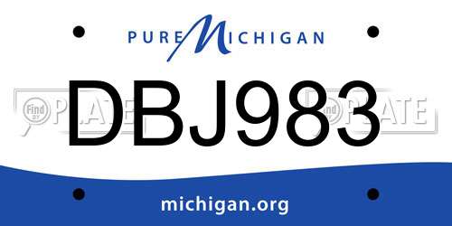 DBJ983 Michigan License Plate