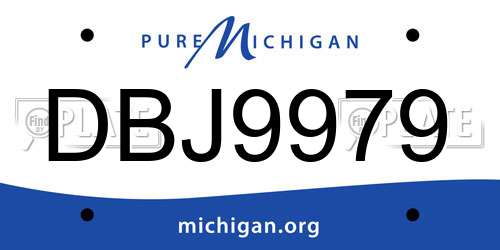 DBJ9979 Michigan License Plate