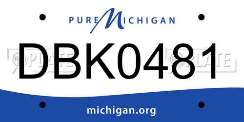 DBK0481 Michigan License Plate