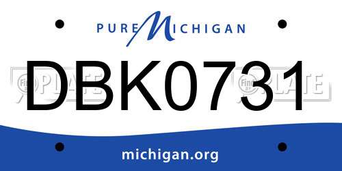 DBK0731 Michigan License Plate