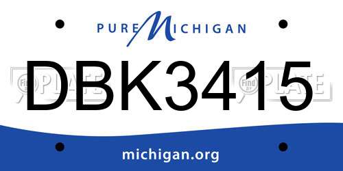 DBK3415 Michigan License Plate