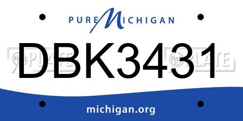 DBK3431 Michigan License Plate