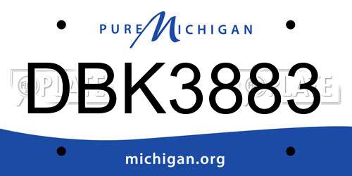 DBK3883 Michigan License Plate
