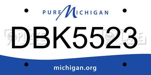 DBK5523 Michigan License Plate