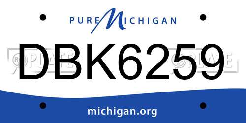 DBK6259 Michigan License Plate