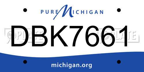 DBK7661 Michigan License Plate