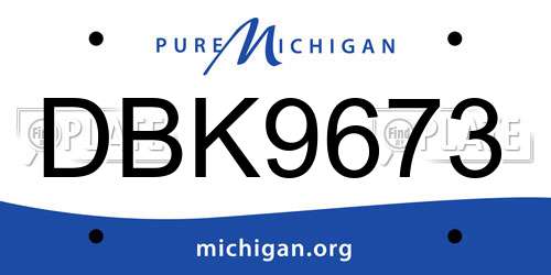 DBK9673 Michigan License Plate