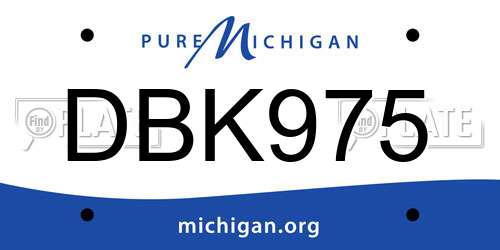 DBK975 Michigan License Plate