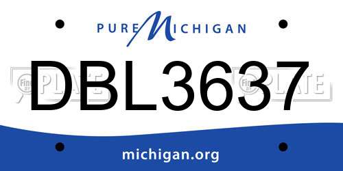 DBL3637 Michigan License Plate